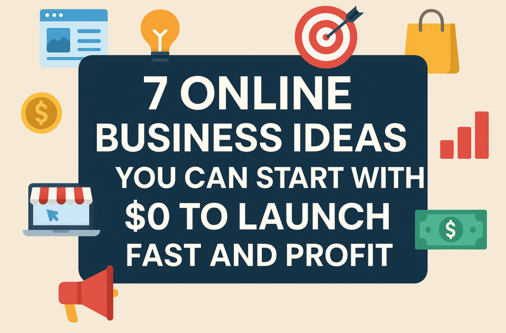 7 online business ideas to launch quickly and profitably with no initial investment.