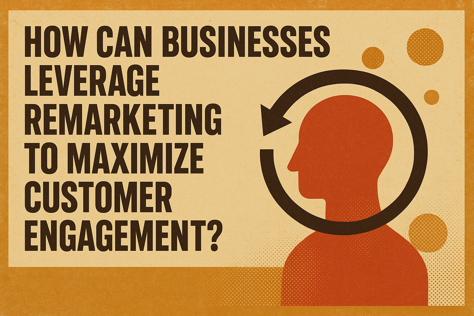 "Graphic illustrating how businesses can leverage remarketing strategies to enhance customer engagement, featuring a silhouette of a head and an arrow circling back."