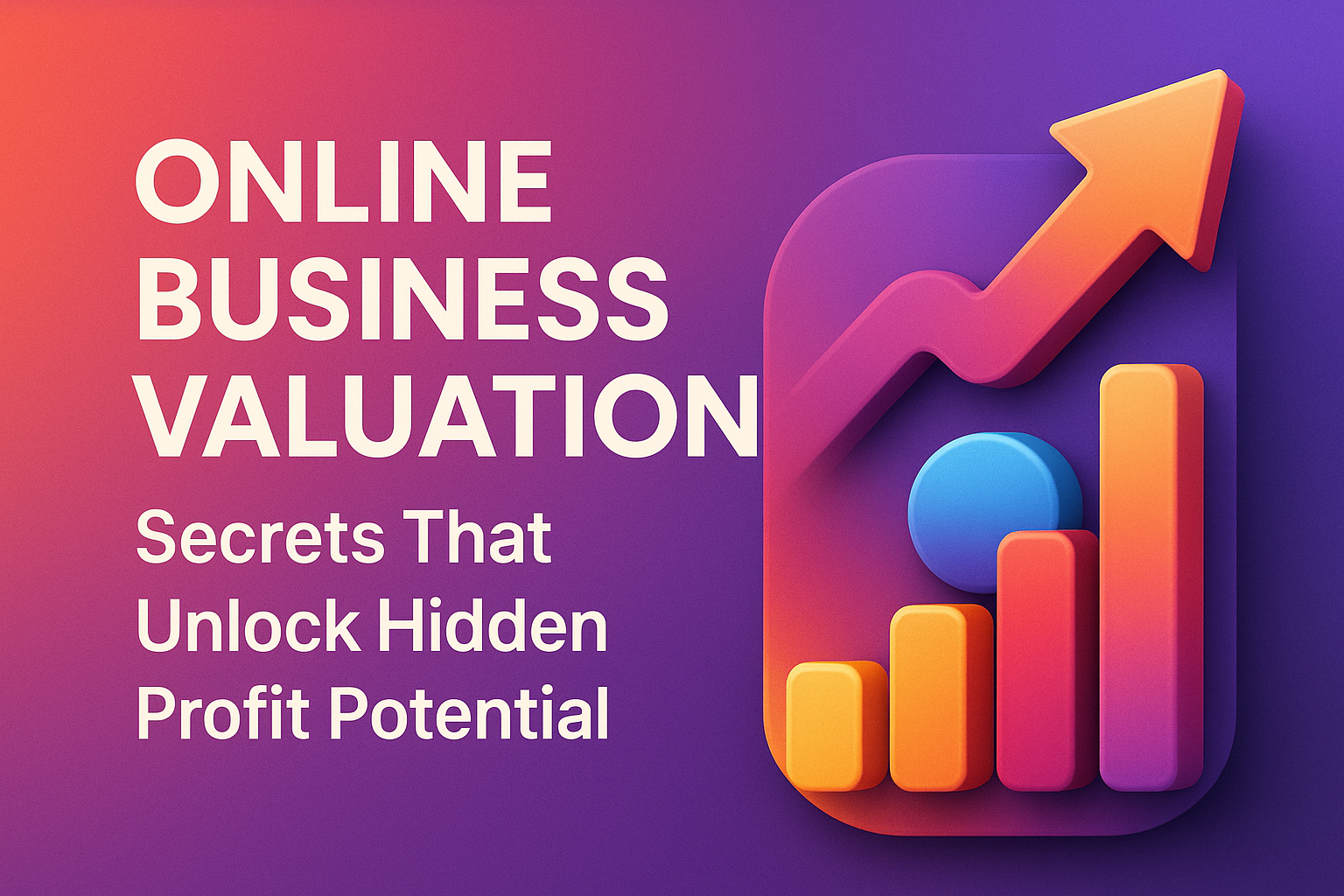 "Graphic illustrating online business valuation concepts with an upward trending graph, highlighting secrets to unlocking hidden profit potential."