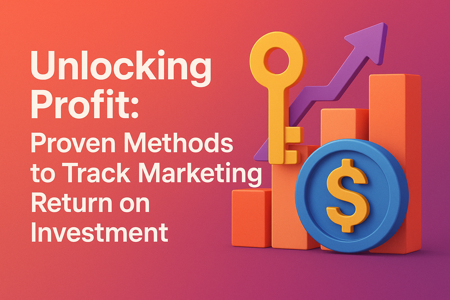 **Alt text:** Colorful graphic illustrating "Unlocking Profit" with a key, growth chart, and dollar sign, emphasizing strategies for tracking marketing ROI.