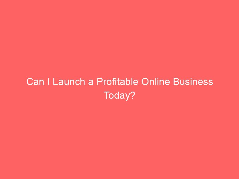 Can I Launch a Profitable Online Business Today?