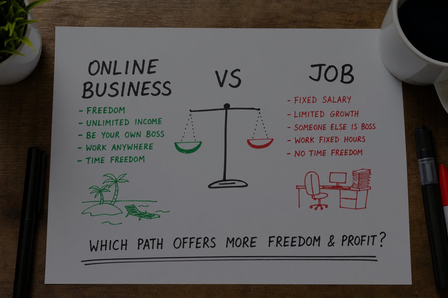 Online Business vs Job: Which Path Offers More Freedom & Profit